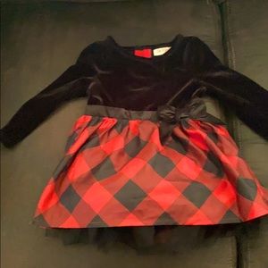 12month black and red plaid puffer dress